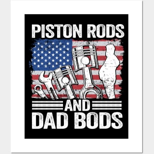 Piston Rods And Dad Bods Funny Mechanic Posters and Art